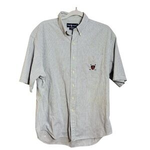 Polo Ralph Lauren Tilden crest logo  stripe cotton button down size large